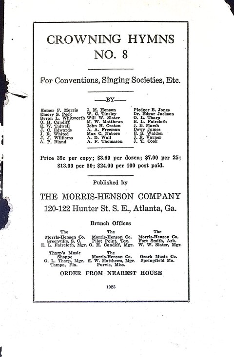 Crowning Hymns No. 8: for conventions, singing societies, etc. page ii