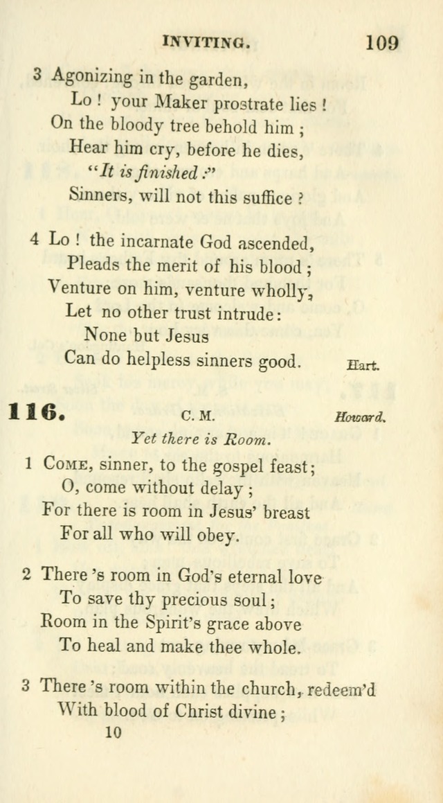 Conference Hymns : adapted to religious conferences, and meetings for prayer, to which is added a selection of the most favorite melodies in common use page 109