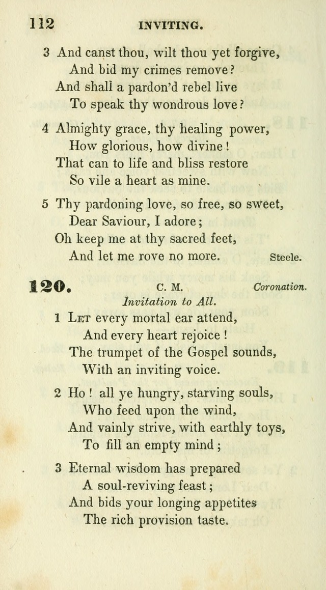 Conference Hymns : adapted to religious conferences, and meetings for prayer, to which is added a selection of the most favorite melodies in common use page 112