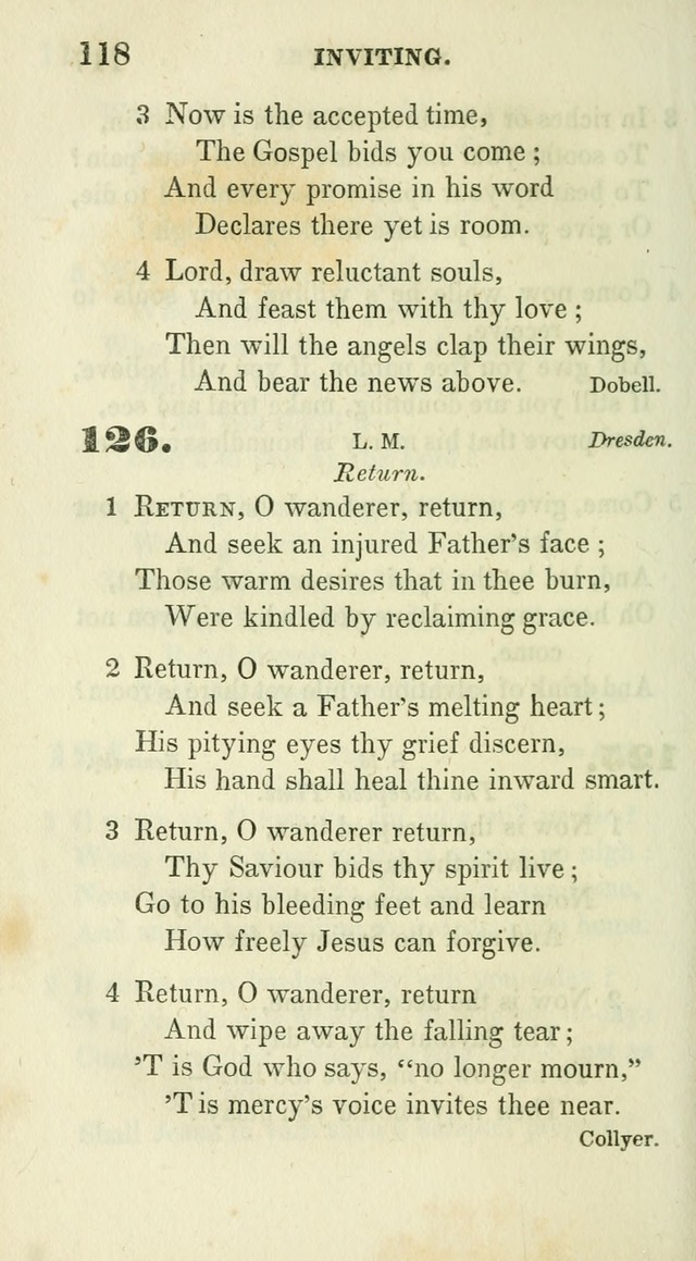 Conference Hymns : adapted to religious conferences, and meetings for prayer, to which is added a selection of the most favorite melodies in common use page 118