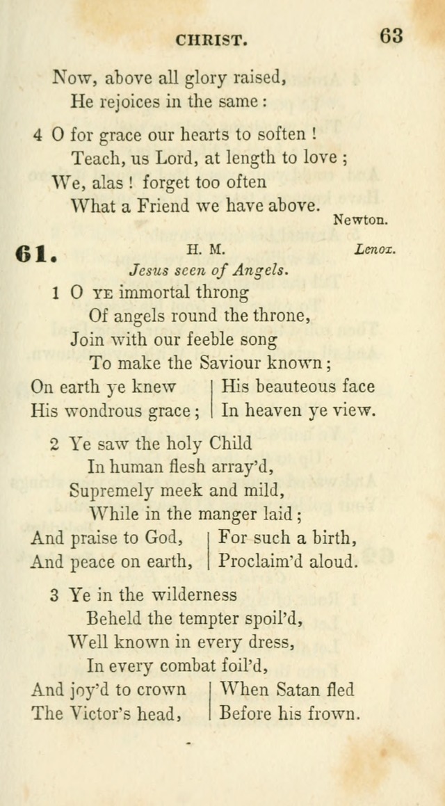 Conference Hymns : adapted to religious conferences, and meetings for prayer, to which is added a selection of the most favorite melodies in common use page 63