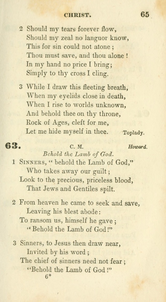 Conference Hymns : adapted to religious conferences, and meetings for prayer, to which is added a selection of the most favorite melodies in common use page 65