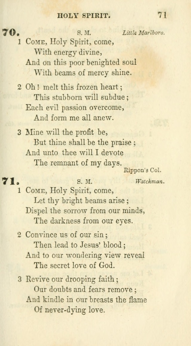 Conference Hymns : adapted to religious conferences, and meetings for prayer, to which is added a selection of the most favorite melodies in common use page 71