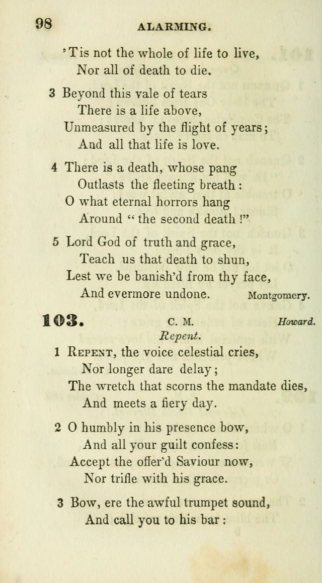 Conference Hymns : adapted to religious conferences, and meetings for prayer, to which is added a selection of the most favorite melodies in common use page 98