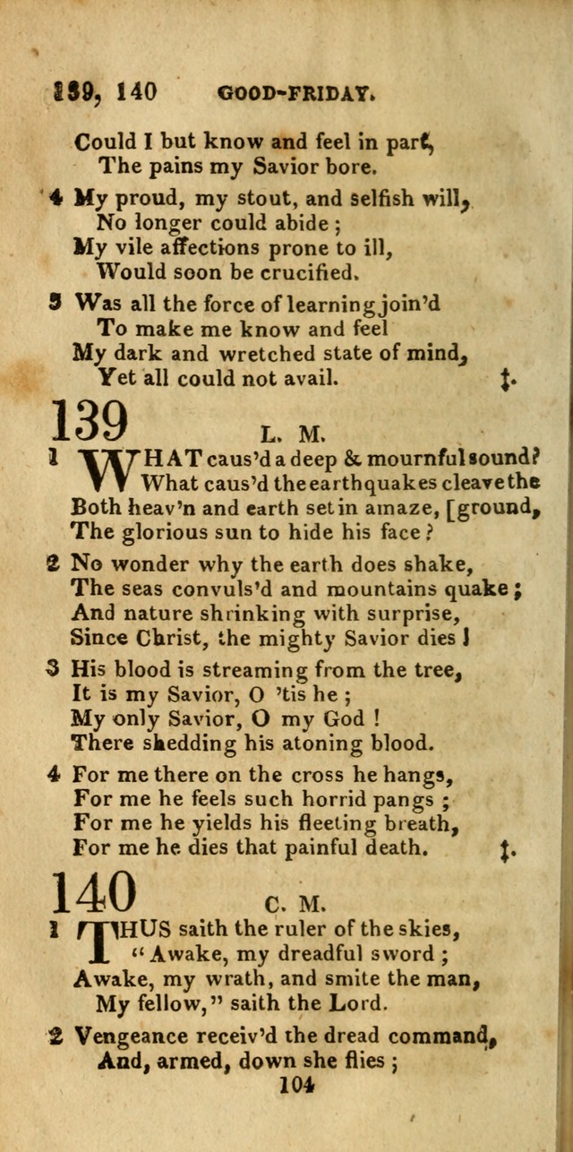 Church Hymn Book; consisting of hymns and psalms, original and selected. adapted to public worship and many other occasions. 2nd ed. page 104