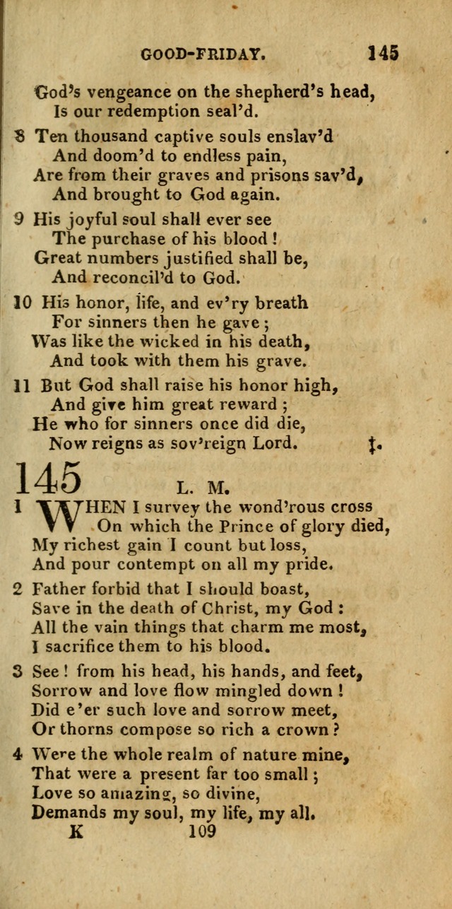 Church Hymn Book; consisting of hymns and psalms, original and selected. adapted to public worship and many other occasions. 2nd ed. page 109