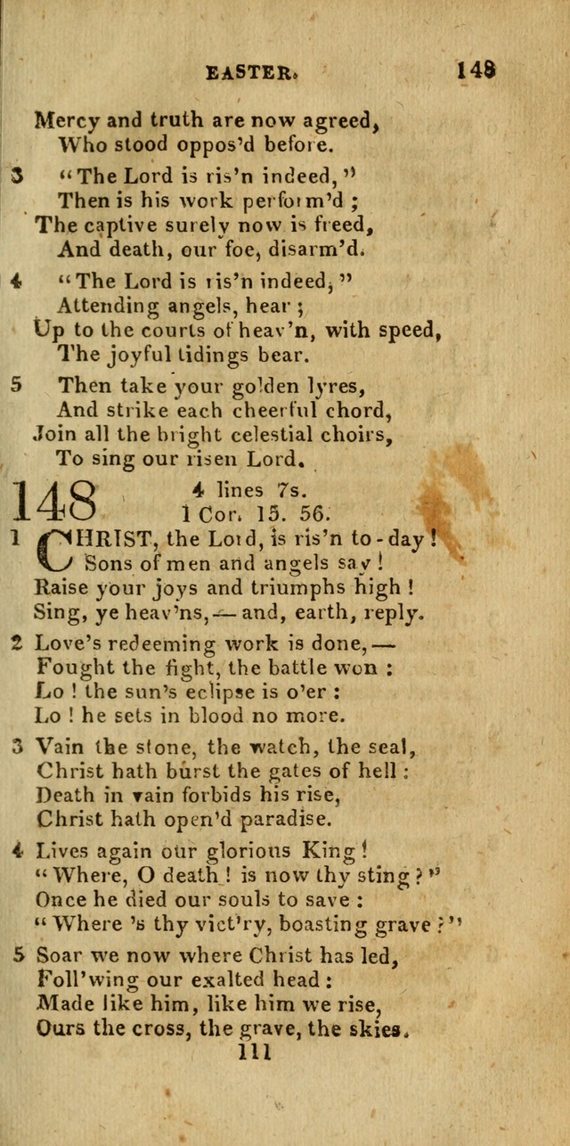 Church Hymn Book; consisting of hymns and psalms, original and selected. adapted to public worship and many other occasions. 2nd ed. page 111