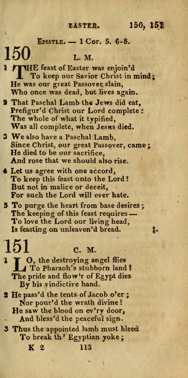 Church Hymn Book; consisting of hymns and psalms, original and selected. adapted to public worship and many other occasions. 2nd ed. page 113