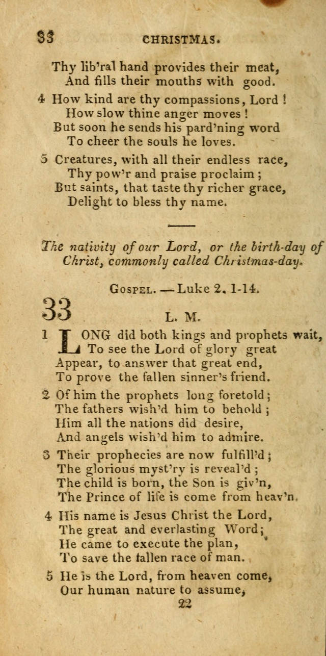 Church Hymn Book; consisting of hymns and psalms, original and selected. adapted to public worship and many other occasions. 2nd ed. page 22