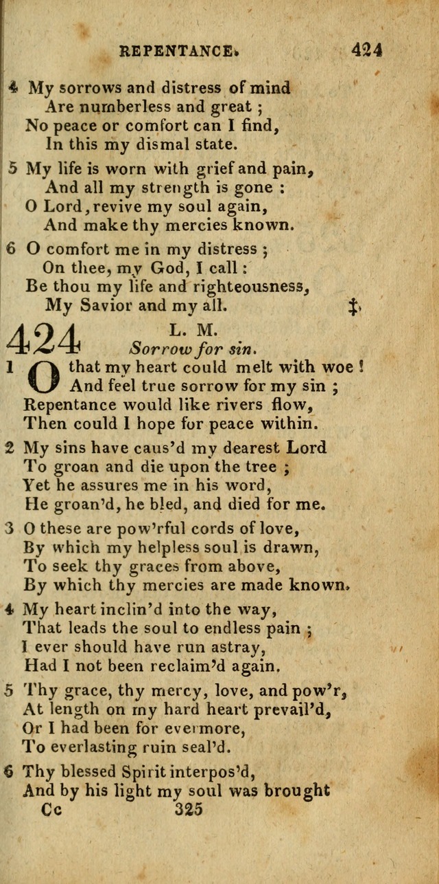 Church Hymn Book; consisting of hymns and psalms, original and selected. adapted to public worship and many other occasions. 2nd ed. page 323