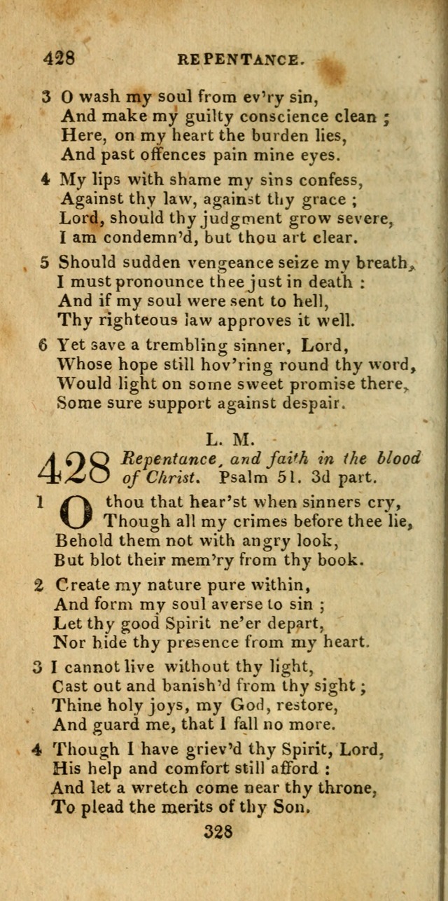 Church Hymn Book; consisting of hymns and psalms, original and selected. adapted to public worship and many other occasions. 2nd ed. page 326