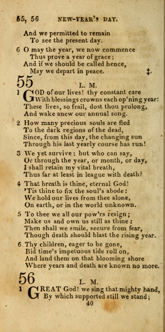 Church Hymn Book; consisting of hymns and psalms, original and selected. adapted to public worship and many other occasions. 2nd ed. page 40