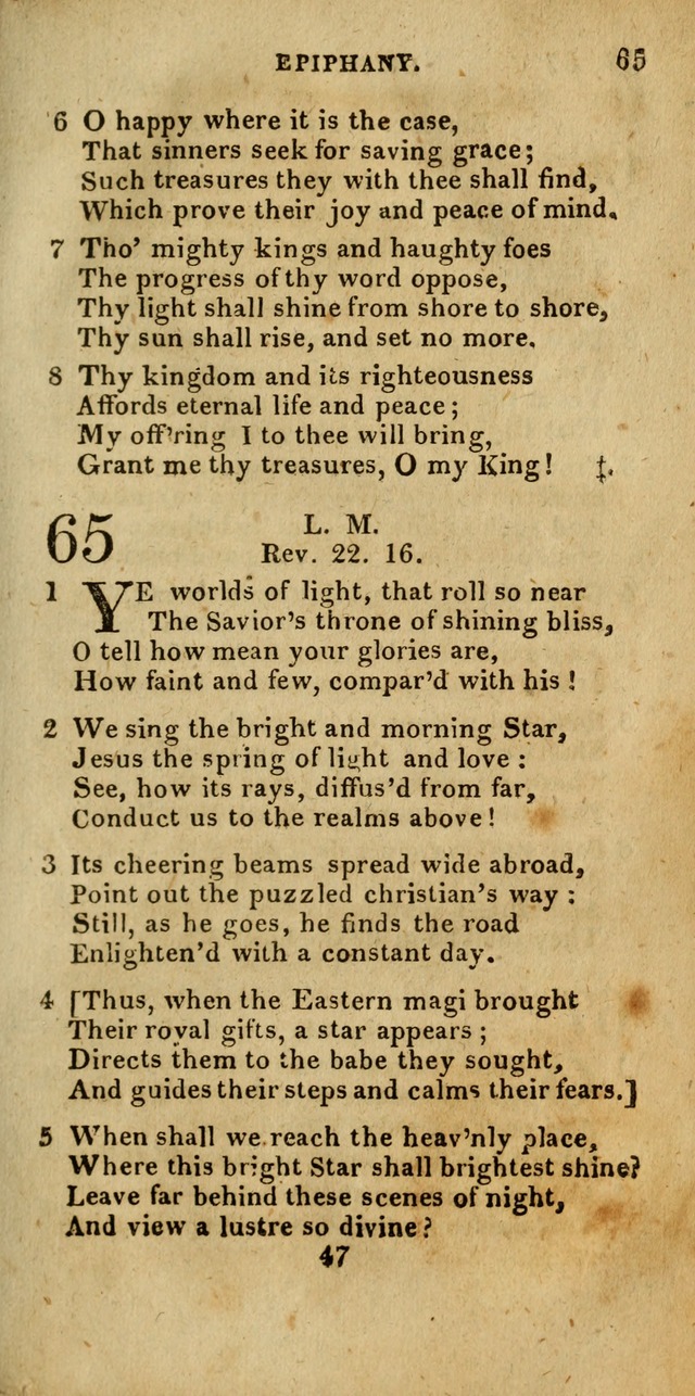 Church Hymn Book; consisting of hymns and psalms, original and selected. adapted to public worship and many other occasions. 2nd ed. page 47