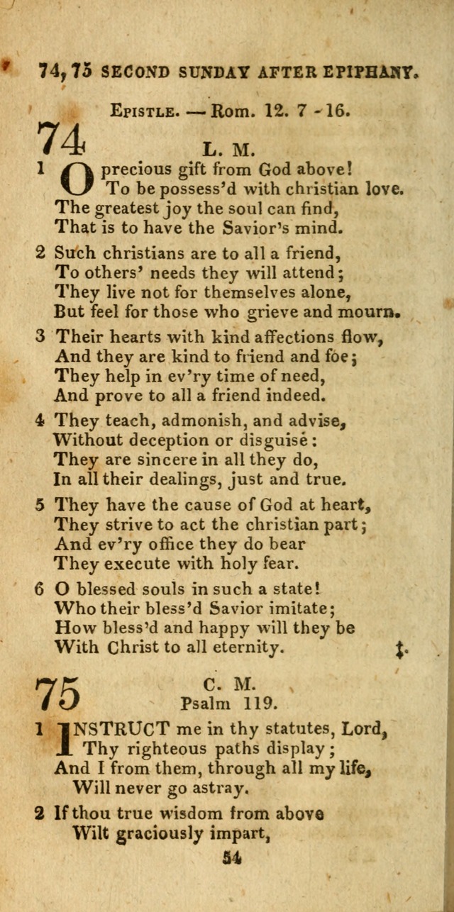 Church Hymn Book; consisting of hymns and psalms, original and selected. adapted to public worship and many other occasions. 2nd ed. page 54