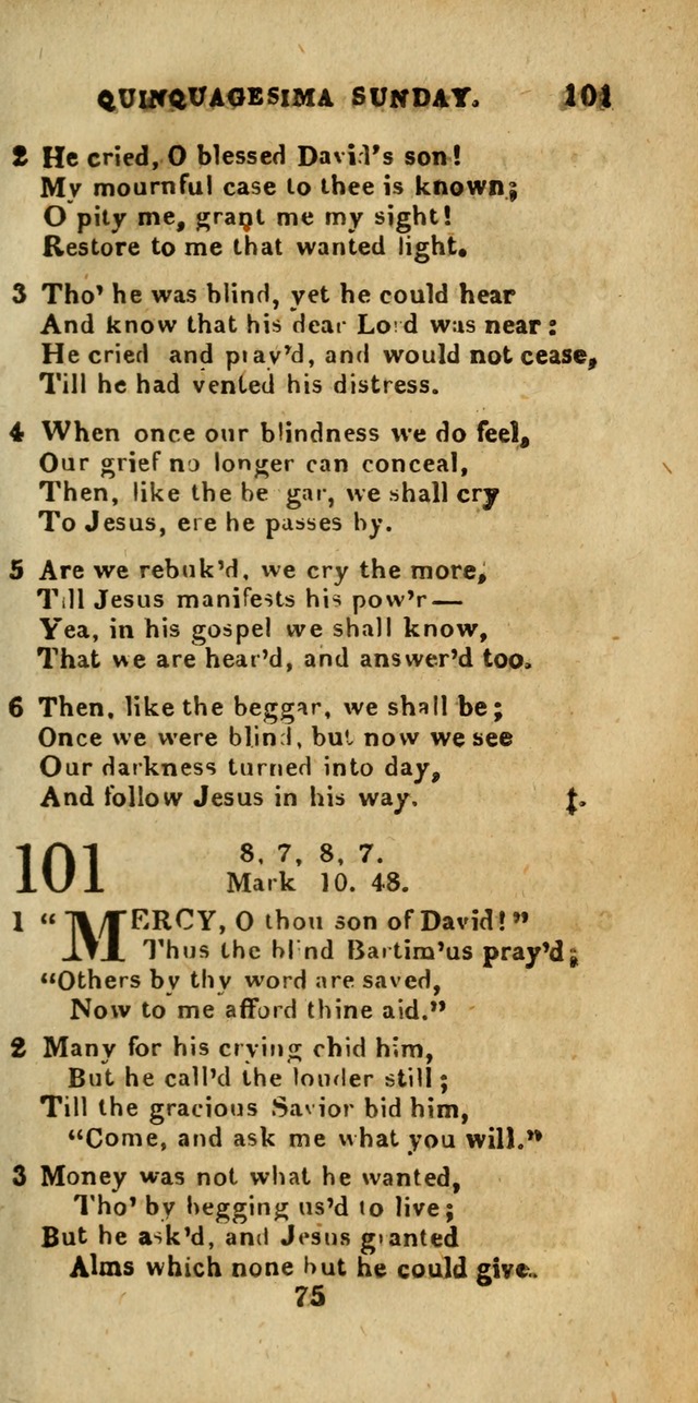 Church Hymn Book; consisting of hymns and psalms, original and selected. adapted to public worship and many other occasions. 2nd ed. page 75