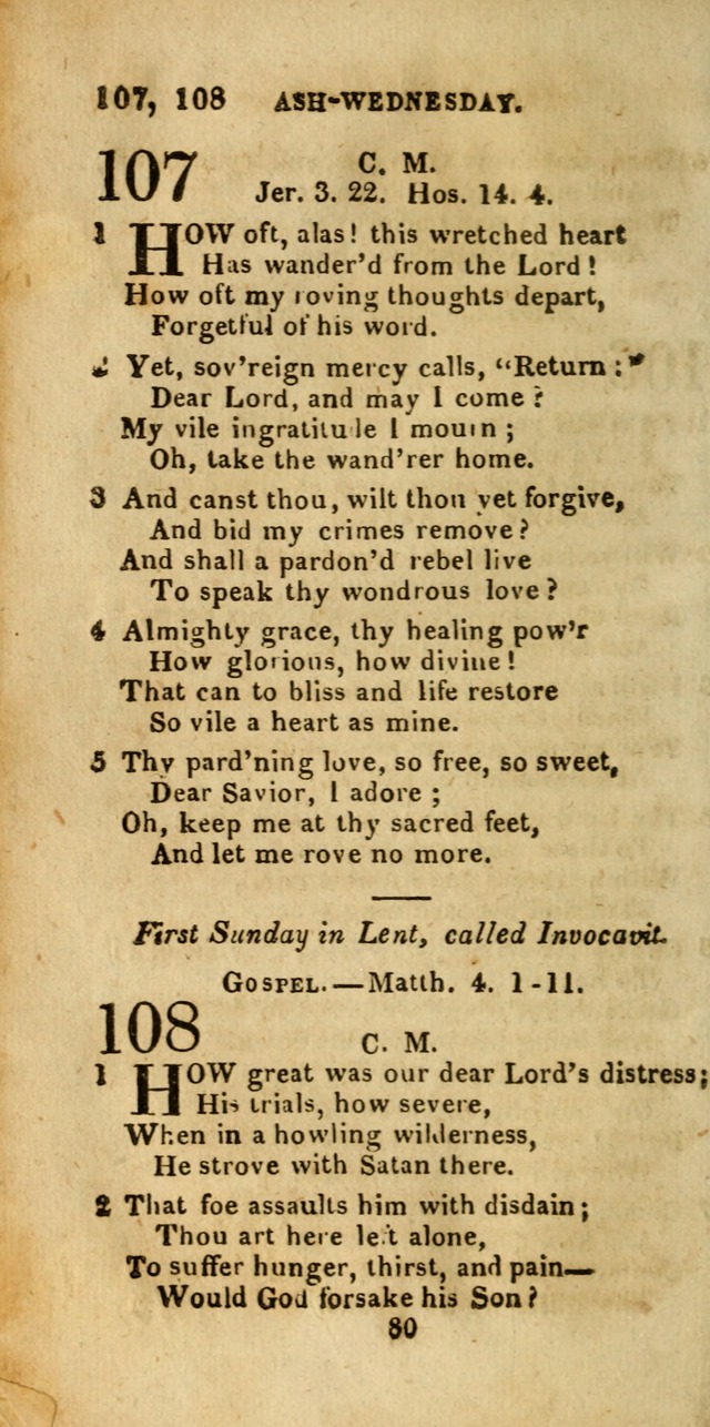 Church Hymn Book; consisting of hymns and psalms, original and selected. adapted to public worship and many other occasions. 2nd ed. page 80