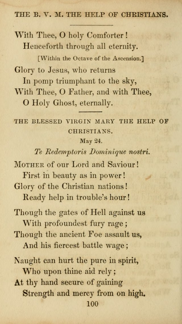 The Catholic Hymn Book: a collection of hymns, anthems, etc. for all  holydays of obligation and devotion throughout the year page 100