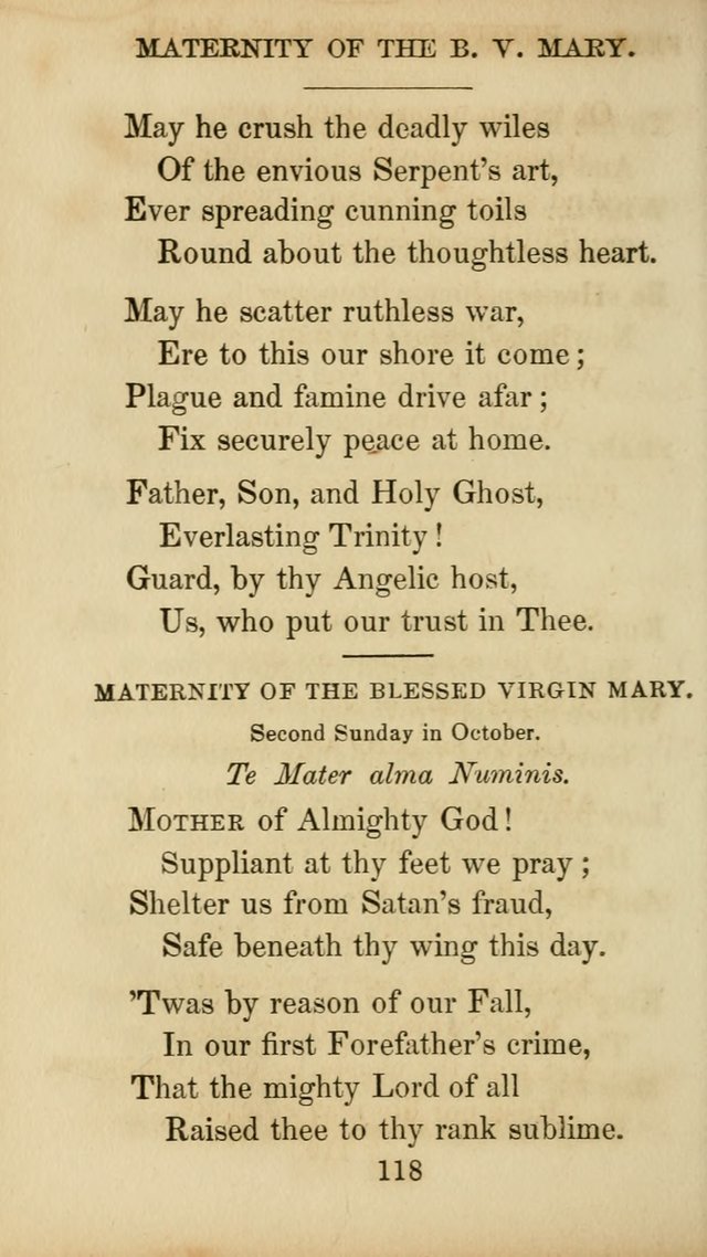 The Catholic Hymn Book: a collection of hymns, anthems, etc. for all  holydays of obligation and devotion throughout the year page 118