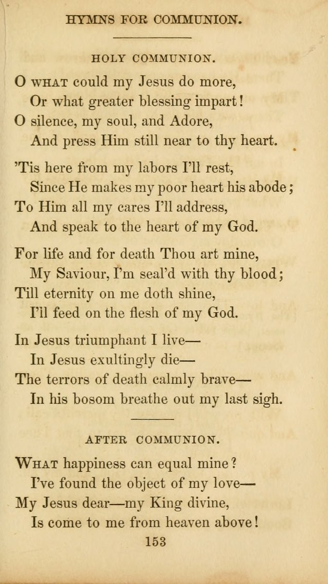 The Catholic Hymn Book: a collection of hymns, anthems, etc. for all  holydays of obligation and devotion throughout the year page 153