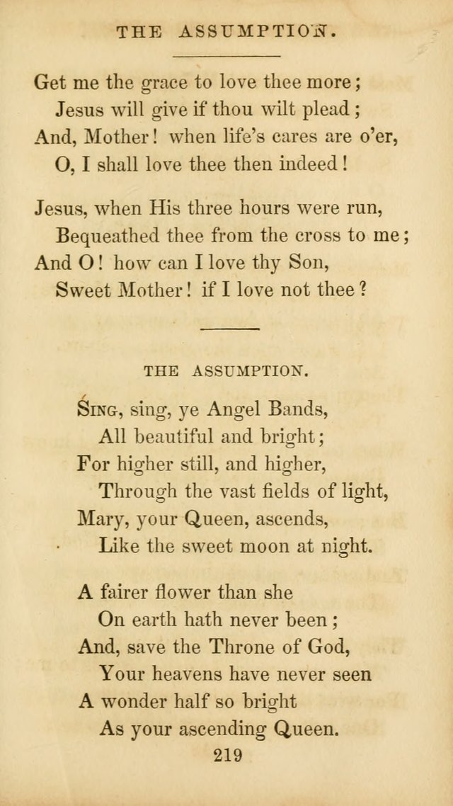 The Catholic Hymn Book: a collection of hymns, anthems, etc. for all  holydays of obligation and devotion throughout the year page 219