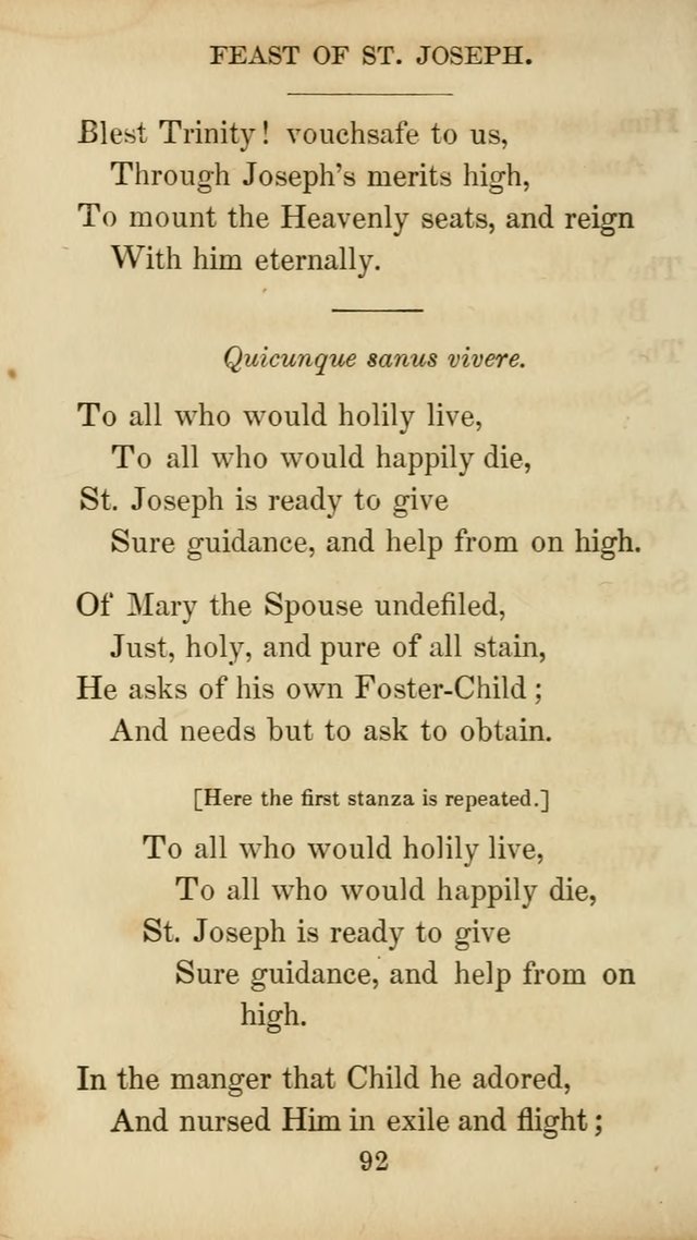 The Catholic Hymn Book: a collection of hymns, anthems, etc. for all  holydays of obligation and devotion throughout the year page 92