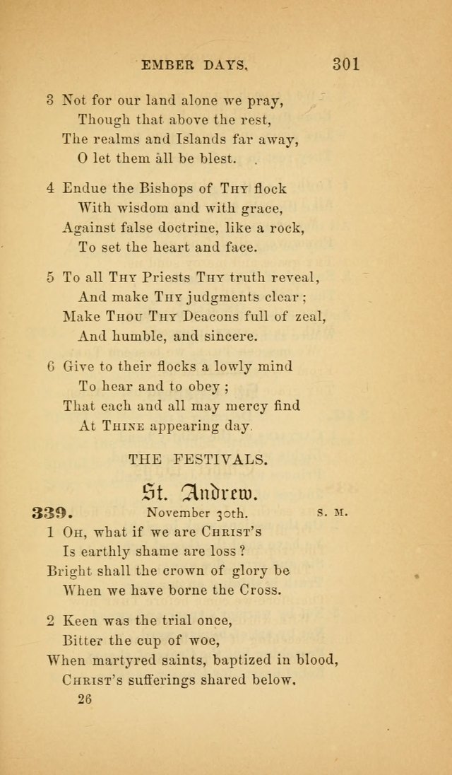 The Church Hymnal: a collection of hymns from the Prayer book hymnal, Additional hymns, and Hymns ancient and modern, and Hymns for church and home. For use in Churches where licensed by the Bishop page 301