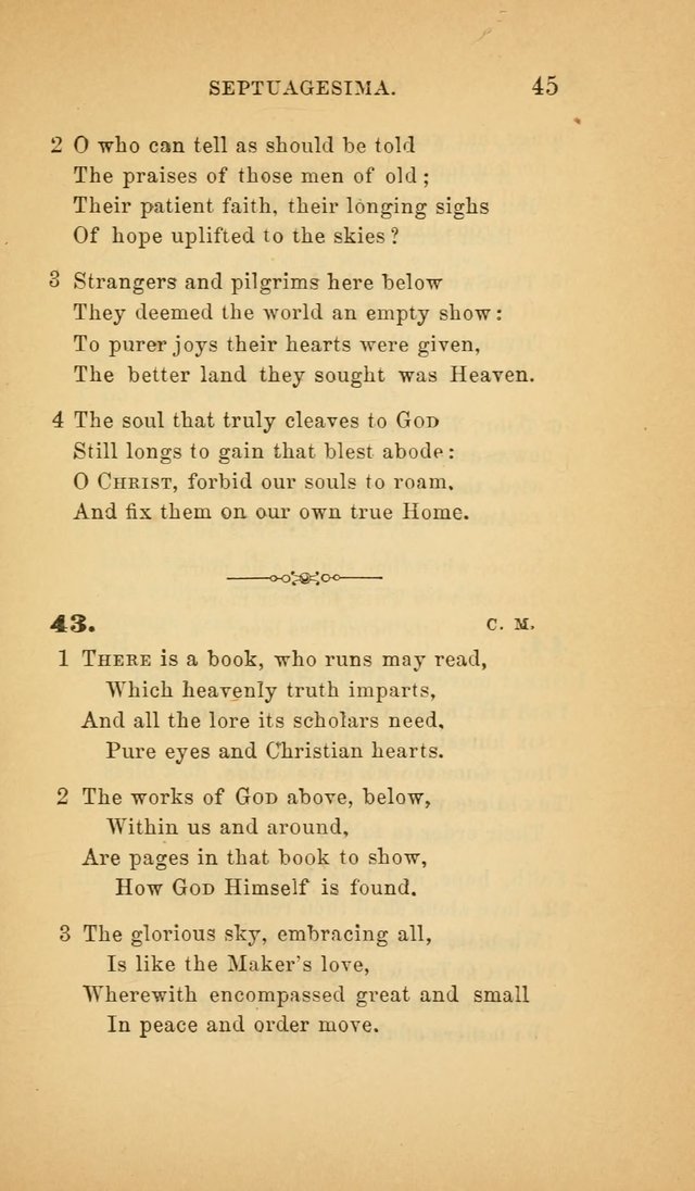 The Church Hymnal: a collection of hymns from the Prayer book hymnal, Additional hymns, and Hymns ancient and modern, and Hymns for church and home. For use in Churches where licensed by the Bishop page 45