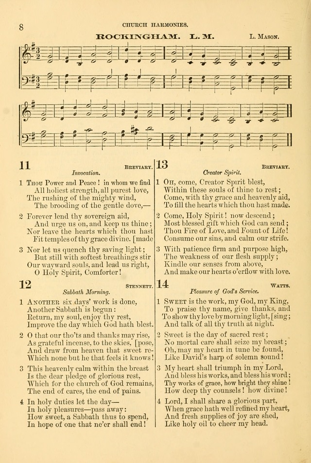 Church Harmonies: a collection of hymns and tunes for the use of Congregations page 8