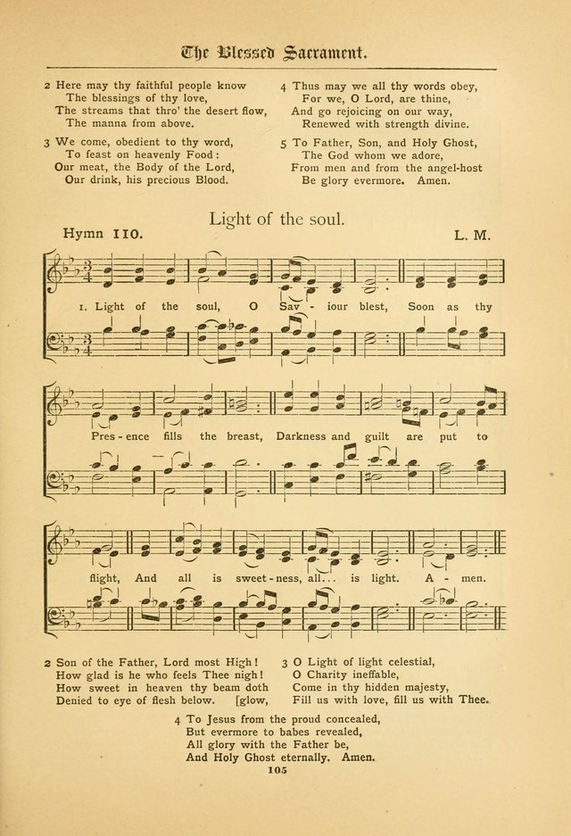 The Catholic Hymnal: containing hymns for congregational and home use, and the vesper psalms, the office of compline, the litanies, hymns at benediction, etc. page 105