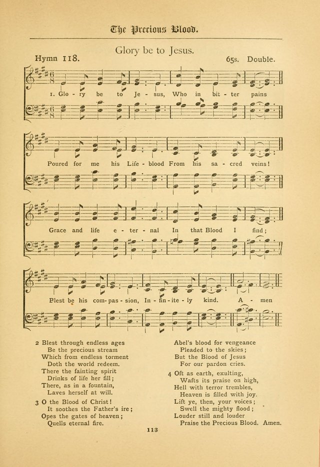 The Catholic Hymnal: containing hymns for congregational and home use, and the vesper psalms, the office of compline, the litanies, hymns at benediction, etc. page 113