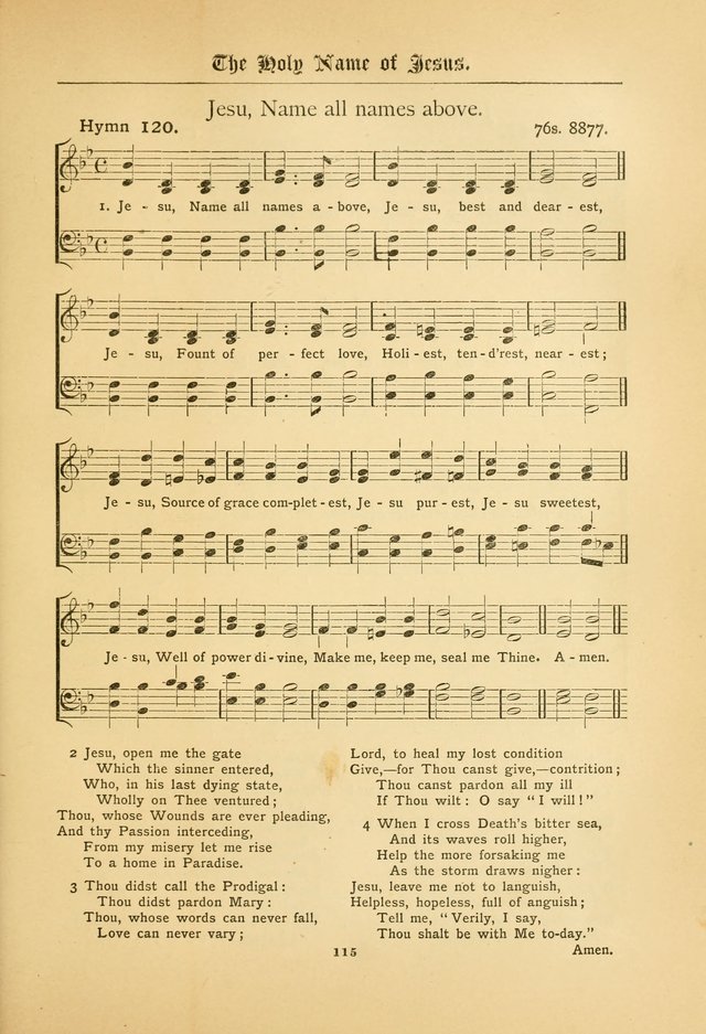 The Catholic Hymnal: containing hymns for congregational and home use, and the vesper psalms, the office of compline, the litanies, hymns at benediction, etc. page 115