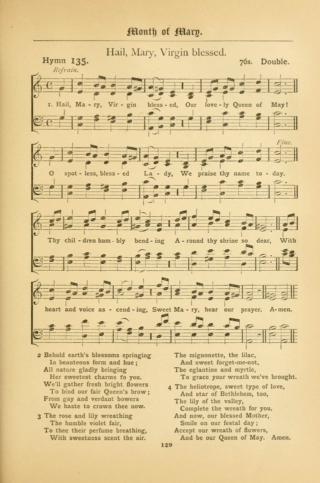 The Catholic Hymnal: containing hymns for congregational and home use, and the vesper psalms, the office of compline, the litanies, hymns at benediction, etc. page 129