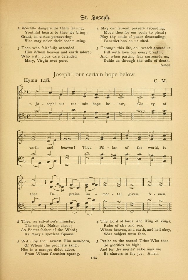 The Catholic Hymnal: containing hymns for congregational and home use, and the vesper psalms, the office of compline, the litanies, hymns at benediction, etc. page 145