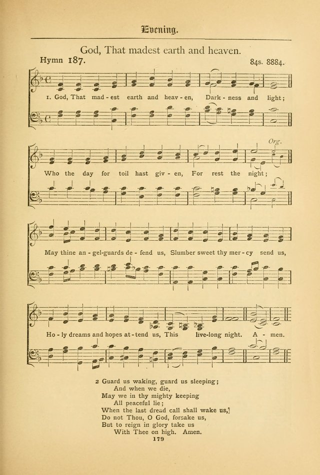 The Catholic Hymnal: containing hymns for congregational and home use, and the vesper psalms, the office of compline, the litanies, hymns at benediction, etc. page 179