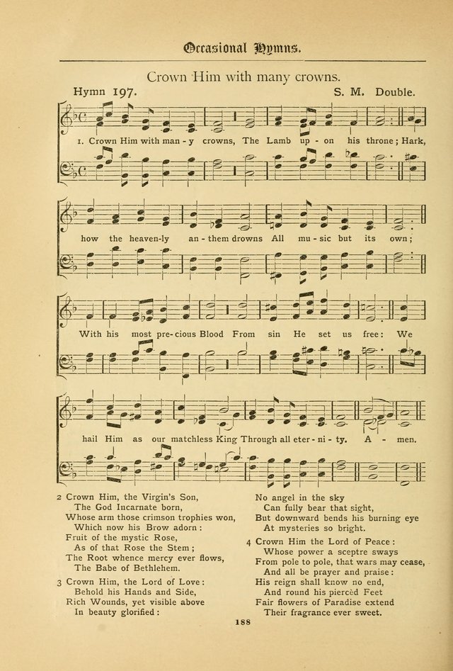 The Catholic Hymnal: containing hymns for congregational and home use, and the vesper psalms, the office of compline, the litanies, hymns at benediction, etc. page 188