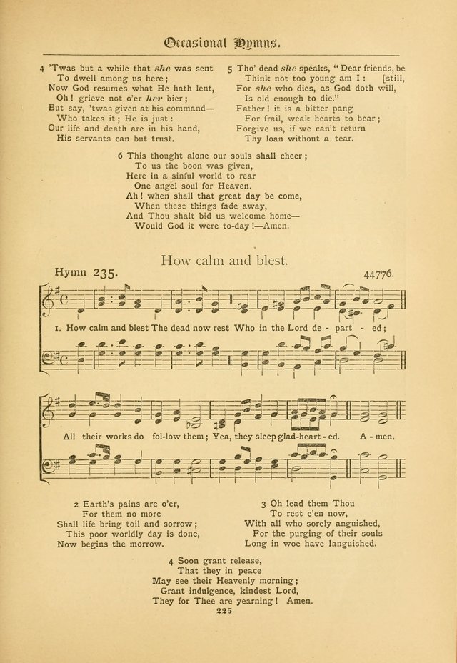 The Catholic Hymnal: containing hymns for congregational and home use, and the vesper psalms, the office of compline, the litanies, hymns at benediction, etc. page 225