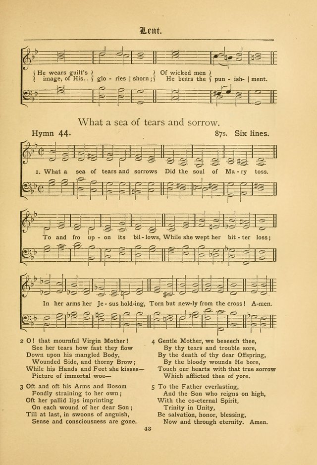 The Catholic Hymnal: containing hymns for congregational and home use, and the vesper psalms, the office of compline, the litanies, hymns at benediction, etc. page 43