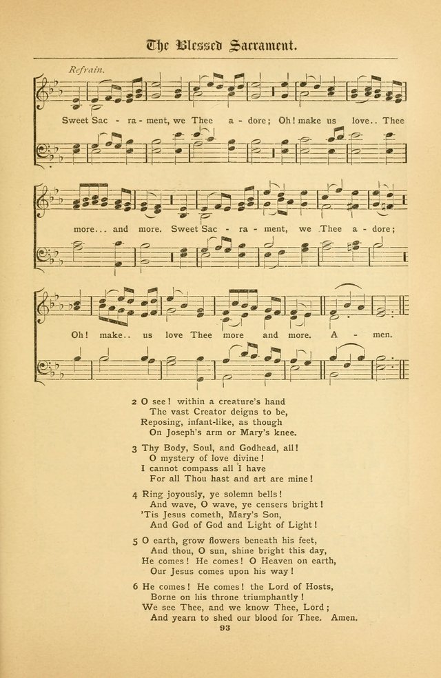 The Catholic Hymnal: containing hymns for congregational and home use, and the vesper psalms, the office of compline, the litanies, hymns at benediction, etc. page 93