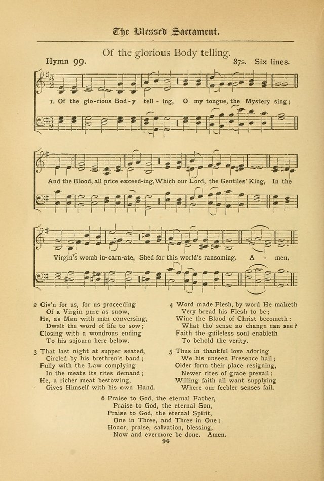 The Catholic Hymnal: containing hymns for congregational and home use, and the vesper psalms, the office of compline, the litanies, hymns at benediction, etc. page 96