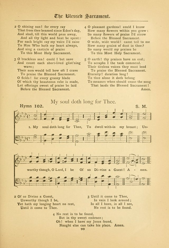 The Catholic Hymnal: containing hymns for congregational and home use, and the vesper psalms, the office of compline, the litanies, hymns at benediction, etc. page 99