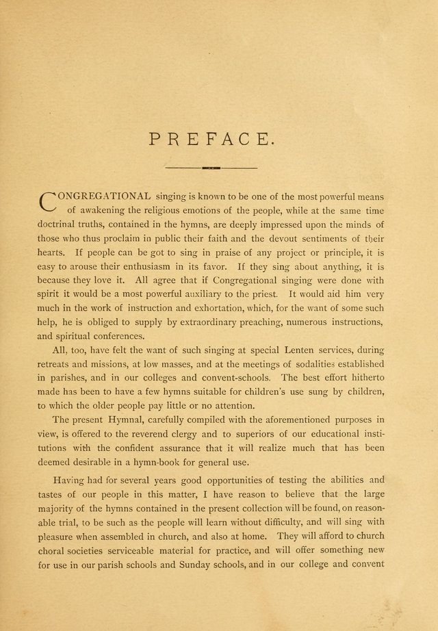 The Catholic Hymnal: containing hymns for congregational and home use, and the vesper psalms, the office of compline, the litanies, hymns at benediction, etc. page x