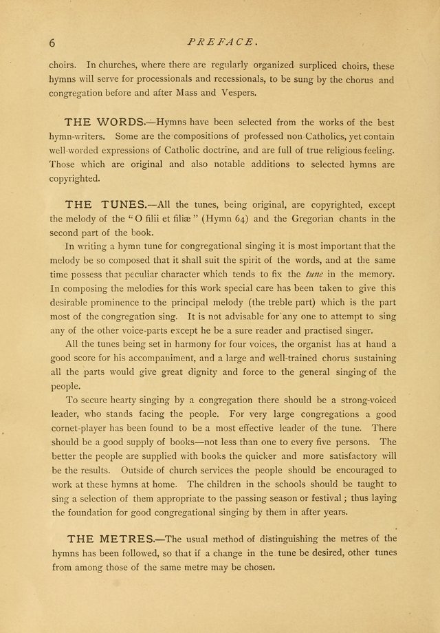 The Catholic Hymnal: containing hymns for congregational and home use, and the vesper psalms, the office of compline, the litanies, hymns at benediction, etc. page xi