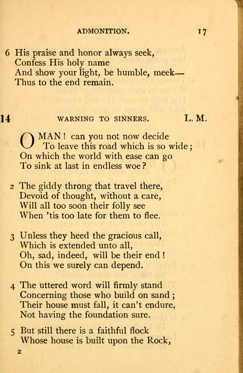 Collection of Hymns: designed for the use of the Cchurch of Christ by the Reformed Mennonite Church page 17