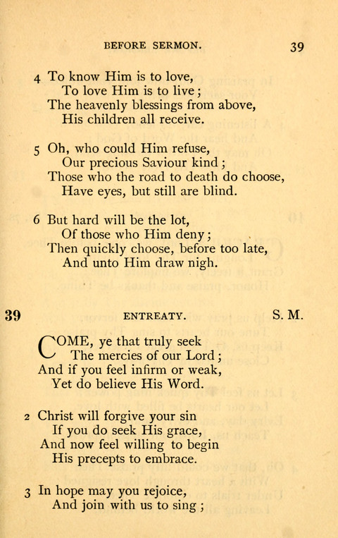 Collection of Hymns: designed for the use of the Cchurch of Christ by the Reformed Mennonite Church page 39