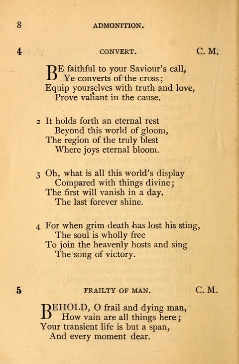 Collection of Hymns: designed for the use of the Cchurch of Christ by the Reformed Mennonite Church page 8