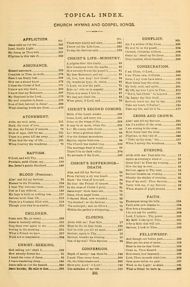 Church Hymns and Gospel Songs: for use in church services, prayer meetings, and other religious gatherings  page 199