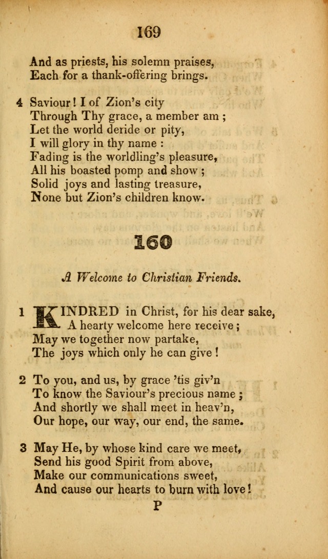 A Collection of Hymns, intended for the use of the citizens of Zion, whose privilege it is to sing the high praises of God, while passing through the wilderness, to their glorious inheritance above. page 169