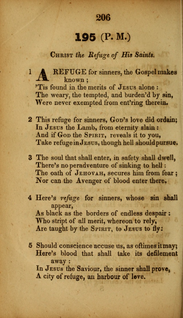 A Collection of Hymns, intended for the use of the citizens of Zion, whose privilege it is to sing the high praises of God, while passing through the wilderness, to their glorious inheritance above. page 206