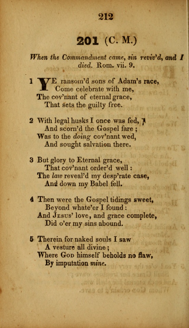 A Collection of Hymns, intended for the use of the citizens of Zion, whose privilege it is to sing the high praises of God, while passing through the wilderness, to their glorious inheritance above. page 212