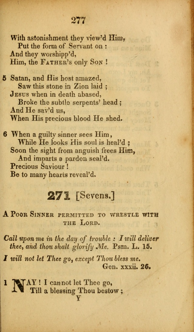 A Collection of Hymns, intended for the use of the citizens of Zion, whose privilege it is to sing the high praises of God, while passing through the wilderness, to their glorious inheritance above. page 277